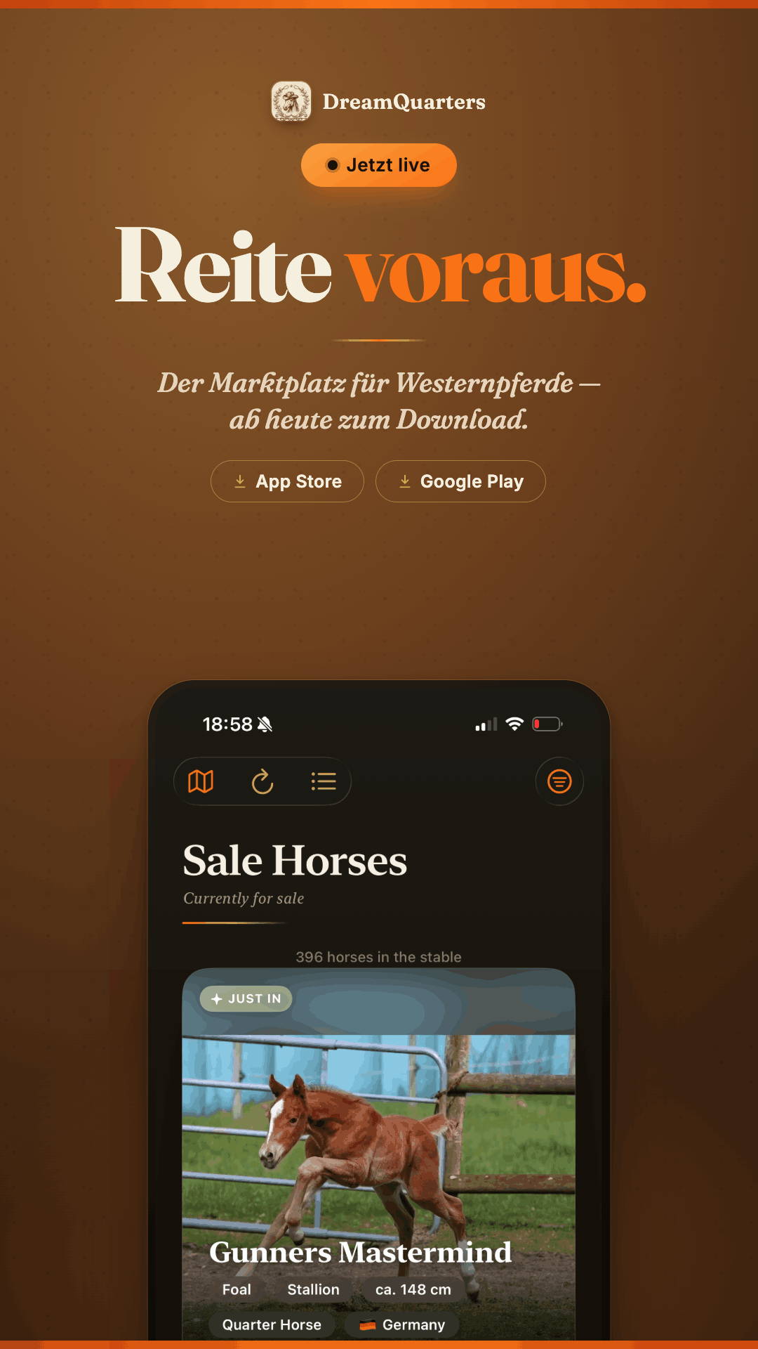 Dream Quarters App — Reite voraus: Sale Horses in der App