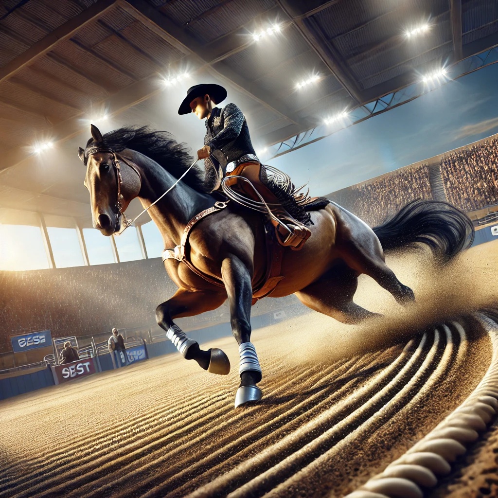 Reining horse performing a sliding stop